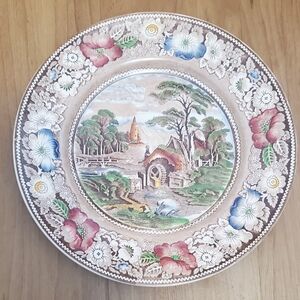 Vintage "Rural England" W. R. Midwinter Ltd. 10" Multi-Color Dinner Plate